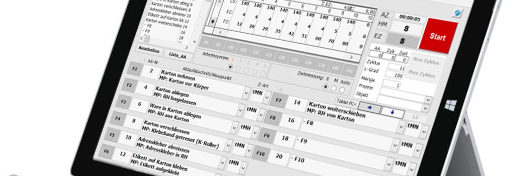 Zeitaufnahmen mit dem TimeStudy Basismodul per Tablet PC