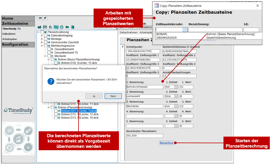 TimeStudy-Zeitbausteine Regressionsanalyse